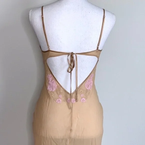 Victoria’s Secret Nude Embroidered Silk Maxi Slip - Picture 9 of 13